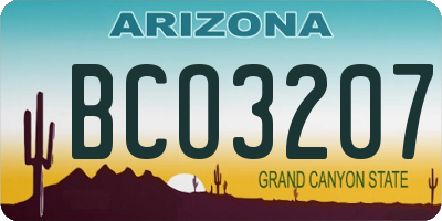 AZ license plate BCO3207