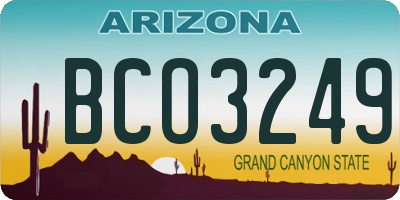 AZ license plate BCO3249