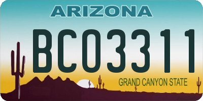 AZ license plate BCO3311