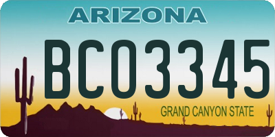 AZ license plate BCO3345