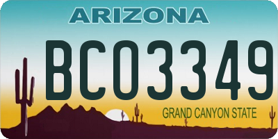 AZ license plate BCO3349