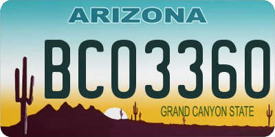 AZ license plate BCO3360