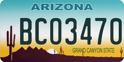 AZ license plate BCO3470