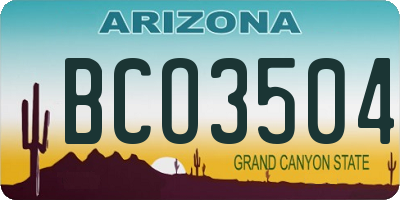 AZ license plate BCO3504