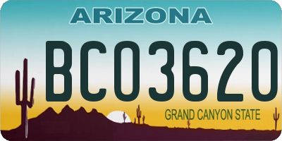 AZ license plate BCO3620