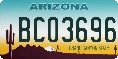 AZ license plate BCO3696