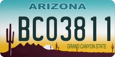 AZ license plate BCO3811