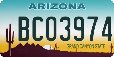 AZ license plate BCO3974