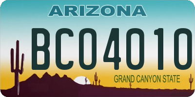 AZ license plate BCO4010