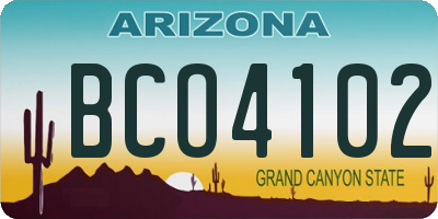 AZ license plate BCO4102