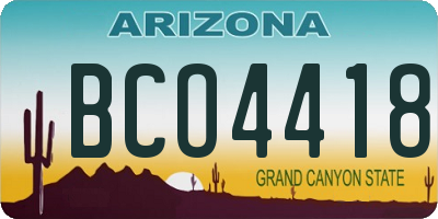 AZ license plate BCO4418