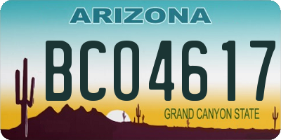 AZ license plate BCO4617