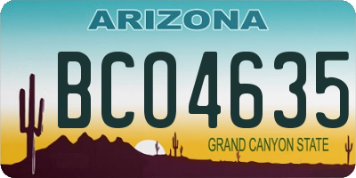 AZ license plate BCO4635