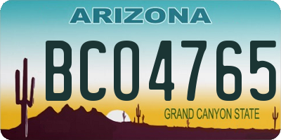 AZ license plate BCO4765