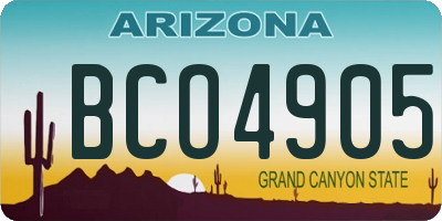 AZ license plate BCO4905