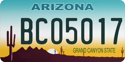 AZ license plate BCO5017