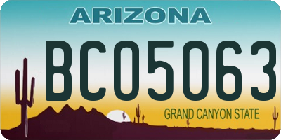 AZ license plate BCO5063