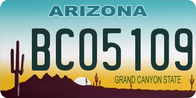 AZ license plate BCO5109