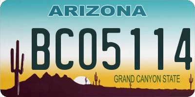 AZ license plate BCO5114