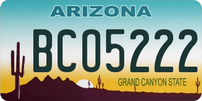 AZ license plate BCO5222