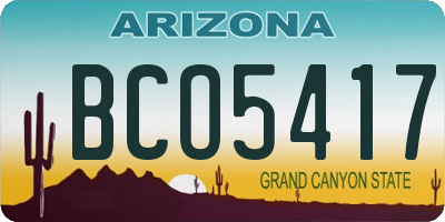 AZ license plate BCO5417