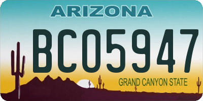 AZ license plate BCO5947