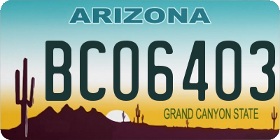 AZ license plate BCO6403