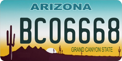 AZ license plate BCO6668