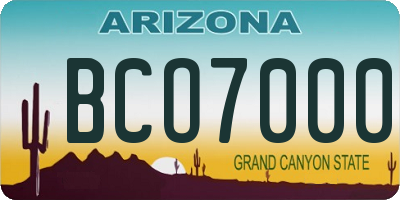 AZ license plate BCO7000