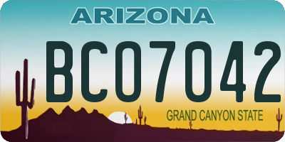 AZ license plate BCO7042