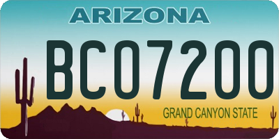 AZ license plate BCO7200