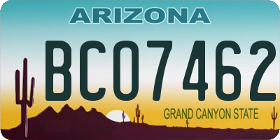 AZ license plate BCO7462