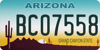 AZ license plate BCO7558