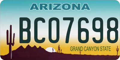 AZ license plate BCO7698