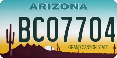 AZ license plate BCO7704