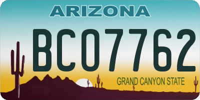 AZ license plate BCO7762