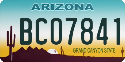 AZ license plate BCO7841