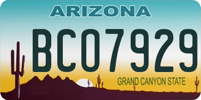 AZ license plate BCO7929