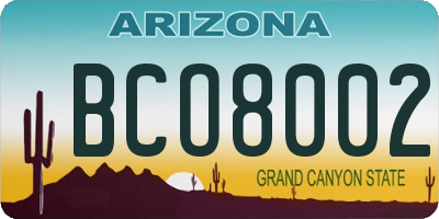 AZ license plate BCO8002