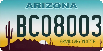 AZ license plate BCO8003