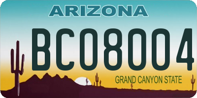 AZ license plate BCO8004