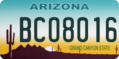 AZ license plate BCO8016