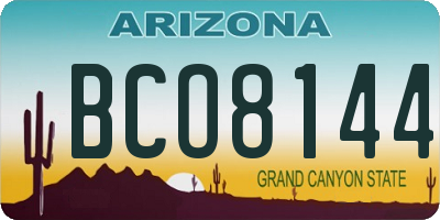 AZ license plate BCO8144