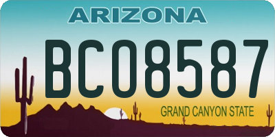 AZ license plate BCO8587