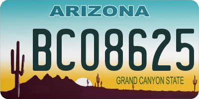 AZ license plate BCO8625