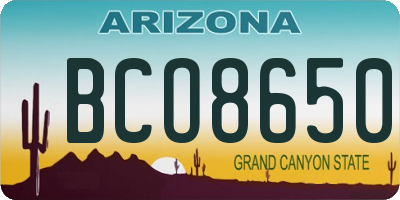 AZ license plate BCO8650