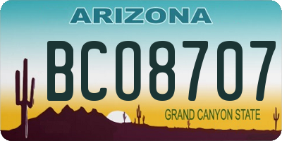 AZ license plate BCO8707