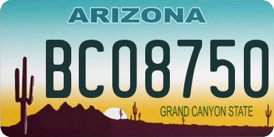 AZ license plate BCO8750