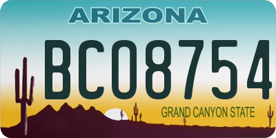 AZ license plate BCO8754