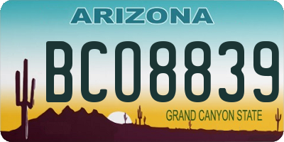 AZ license plate BCO8839